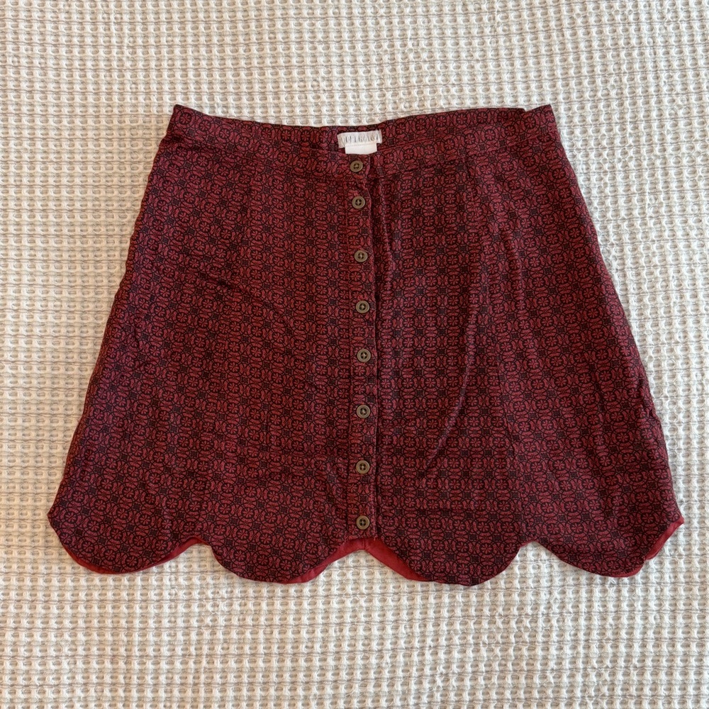 Cooperative Scalloped Hem Button-Up Mini Skirt